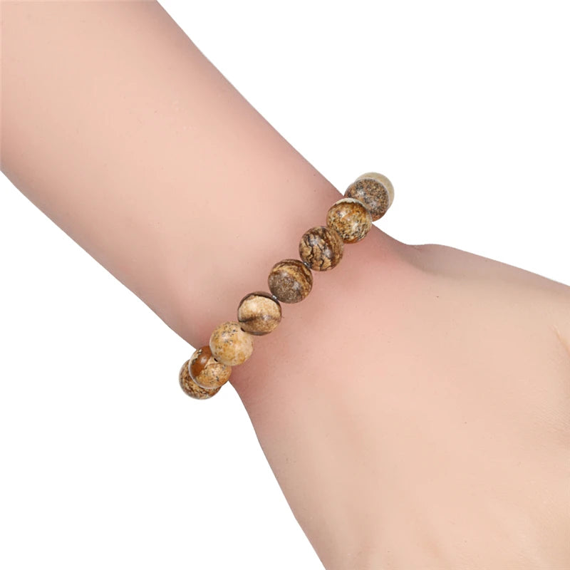 Natural Stone Bead Bracelet with Volcanic Lava - Smarsty