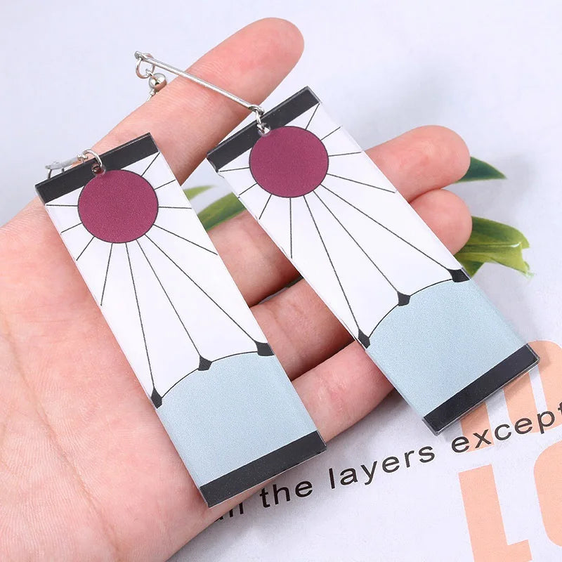 Acrylic Tanjiro Earrings for Women Anime Cosplay Jewelry - Smarsty