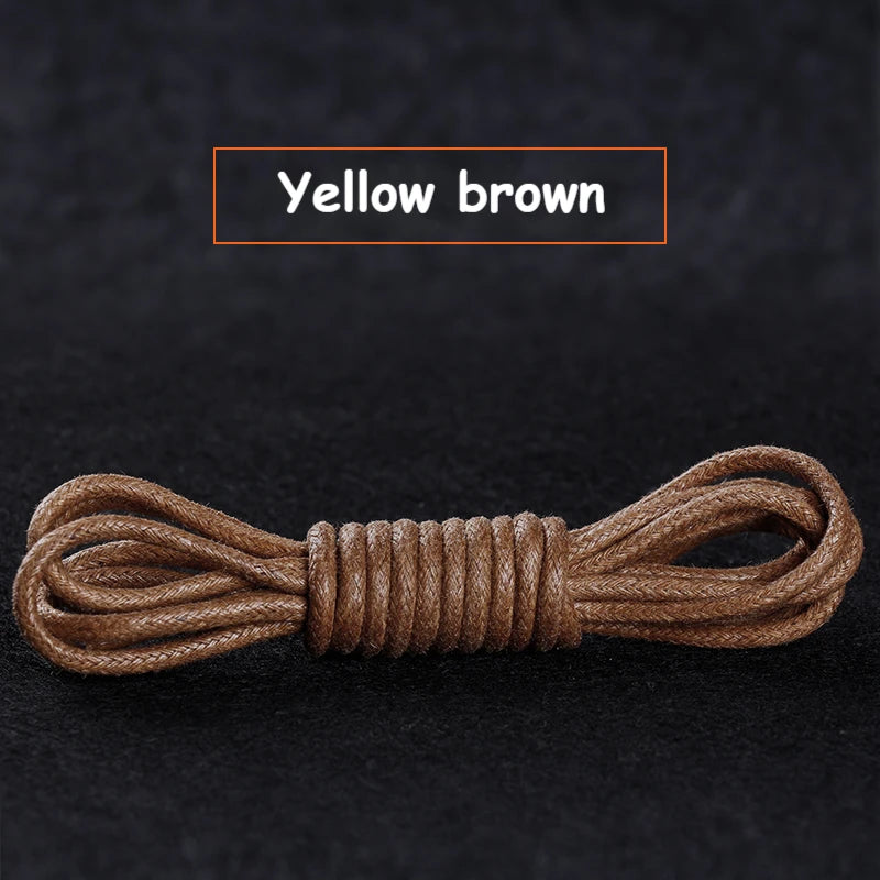 1Pair Cotton Waxed Shoelaces Round Oxford Shoe laces Boots Laces Waterproof Leather Shoelace Length 60/80/100/120/140/180cm - Smarsty