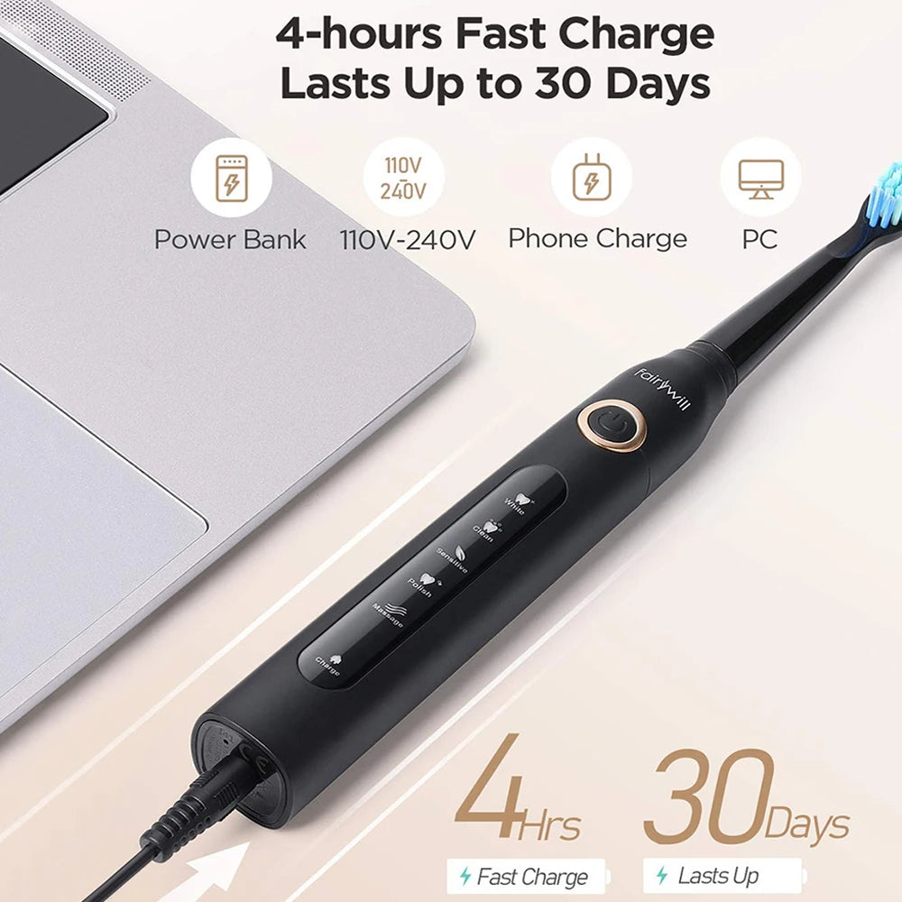 Fairywill FW507 Electric Sonic Toothbrush with Travel Case - Smarsty
