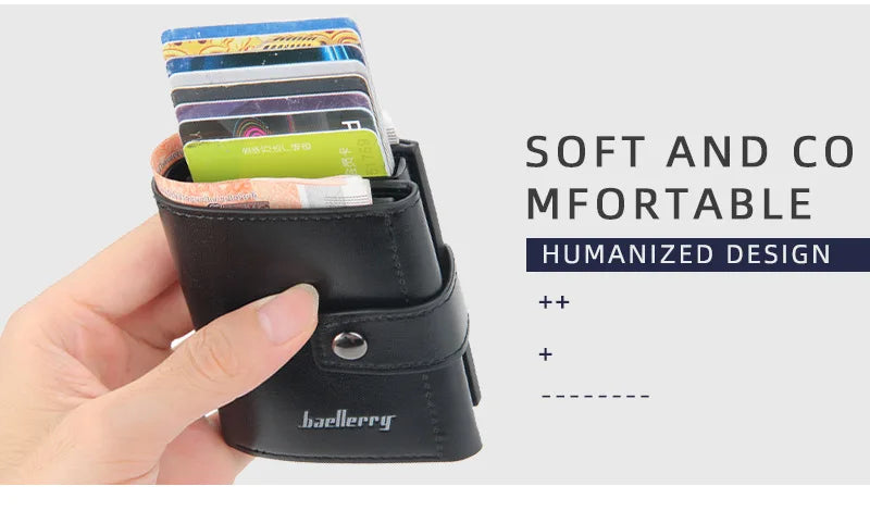 New RFID Men Card Wallets Hasp Small Card Wallets Slim Mini Men's Wallet High Qaulity Card Clip Photo Holder Short Male Purses