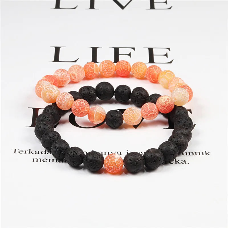 Couples Distance Lava Stone Yoga Bracelets Set - Smarsty