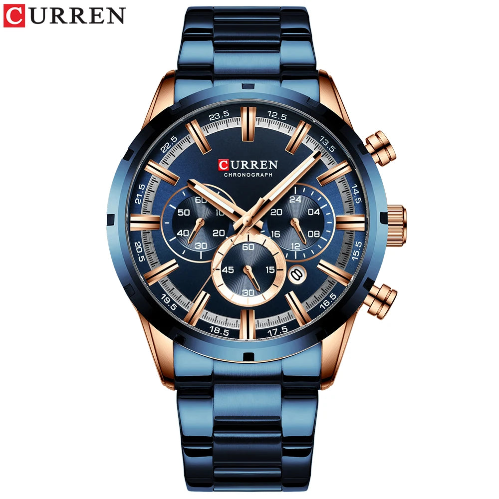 Curren Men's Waterproof Business Watch with Blue Dial - Smarsty