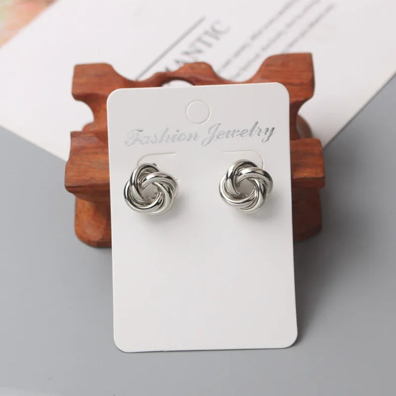 Tiny Gold Twist Round Stud Earrings Small Unusual Design - Smarsty