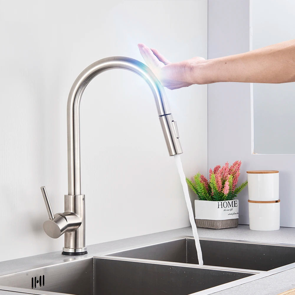 Pull Out Sensor Black Kitchen Faucet With Touch Control - Smarsty