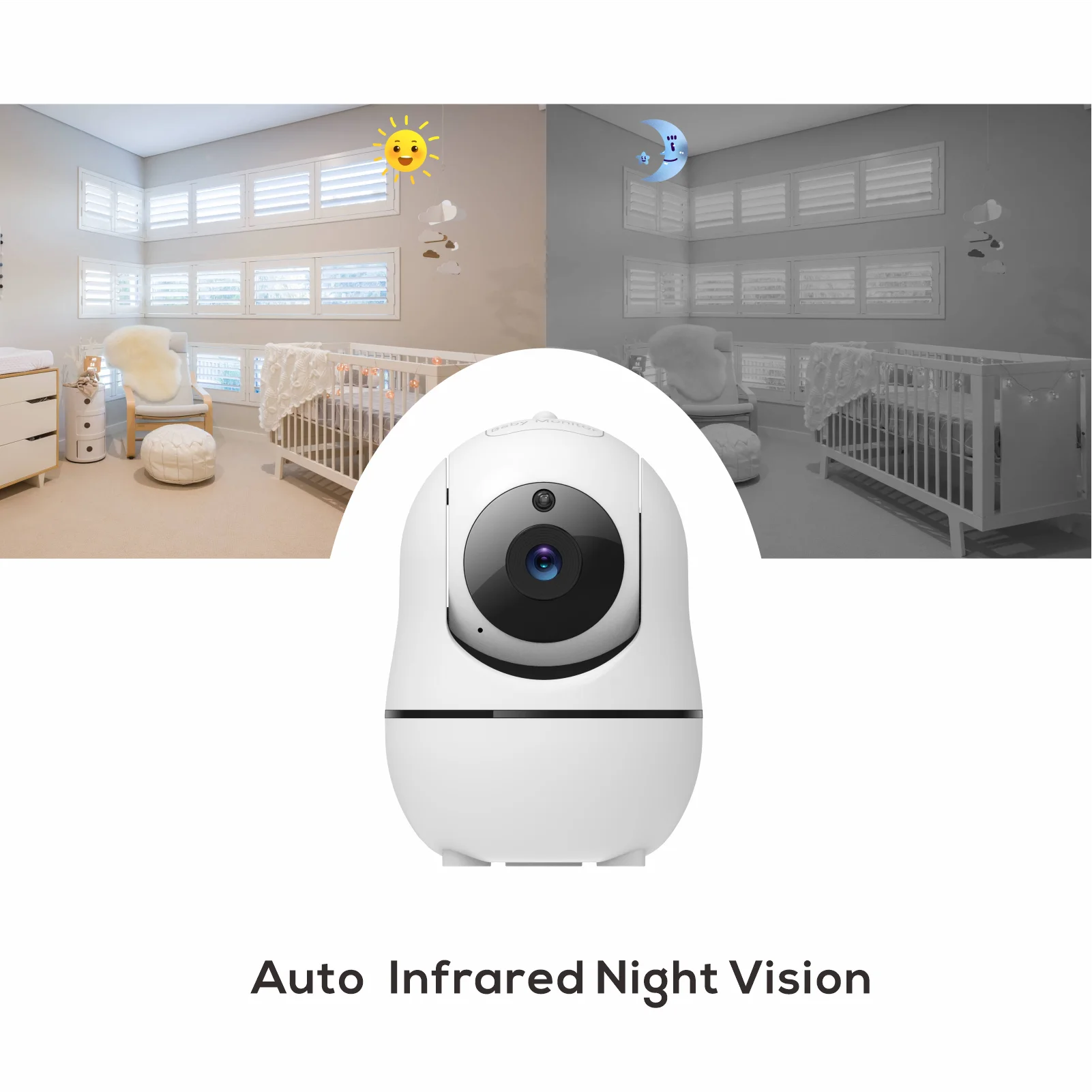 New 5 Inch Video Baby Monitor with Camera and Audio, 4X Zoom, 22Hrs Battery, 1000ft Range 2-Way Temperature Sensor Lullaby