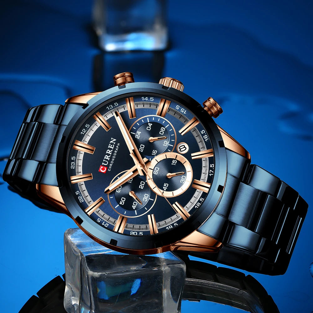 Curren Men's Waterproof Business Watch with Blue Dial - Smarsty