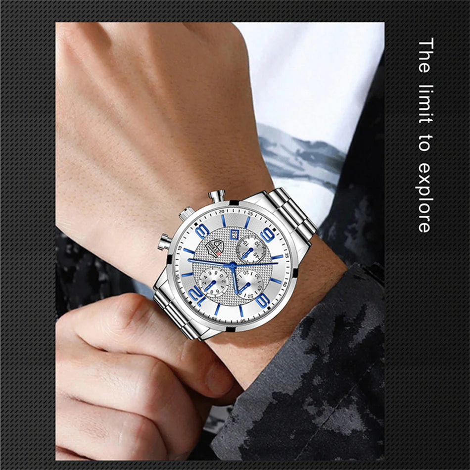 Luxury Stainless Steel Quartz Watch for Men - Smarsty
