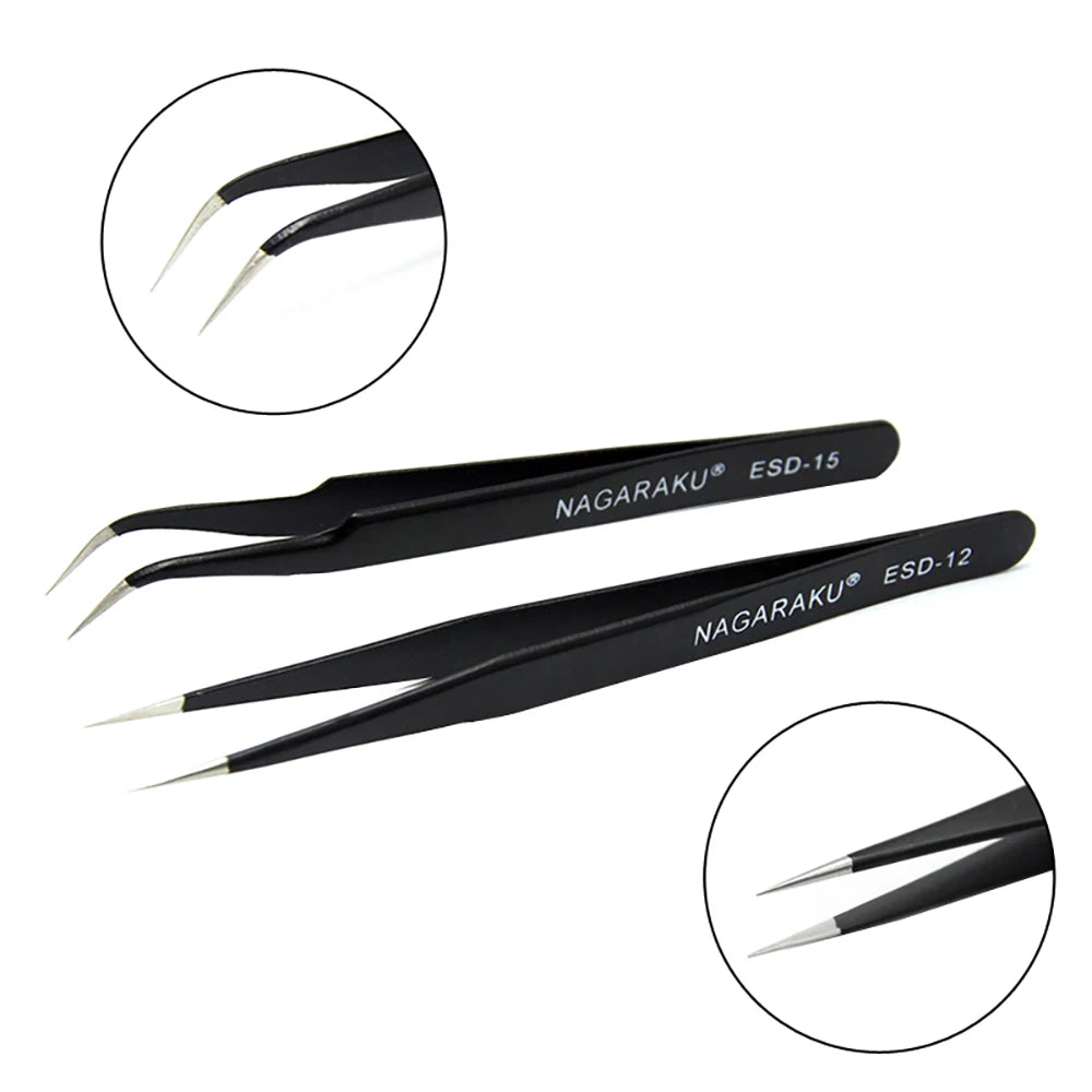 NAGARAKU Stainless Steel Eyelash Extension Tweezers Precision Grip - Smarsty
