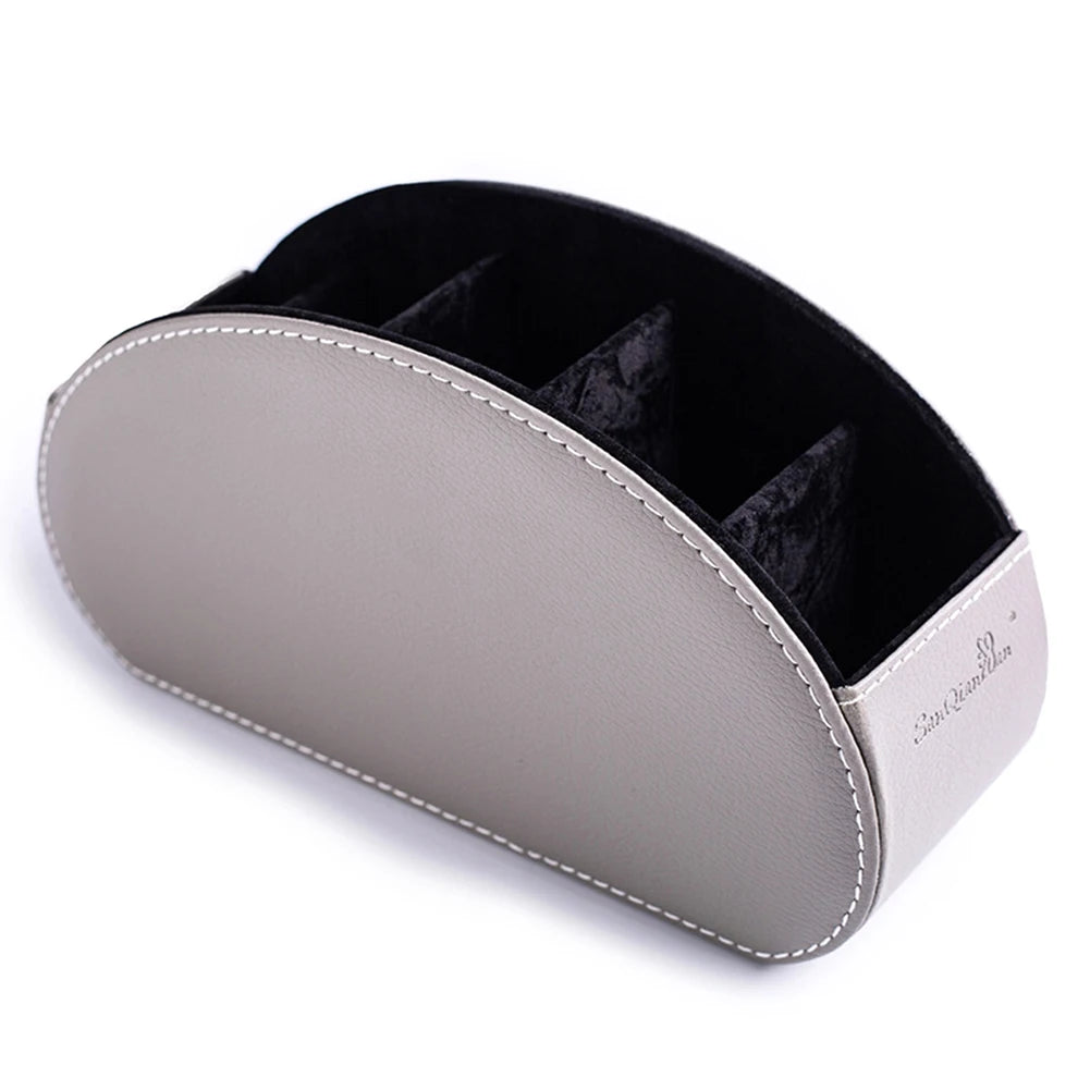 5 Grid Pu Leather Organizer Remote Control Phone And Tv Holder Desk Storage Box Cosmetics Brush by Smarsty
