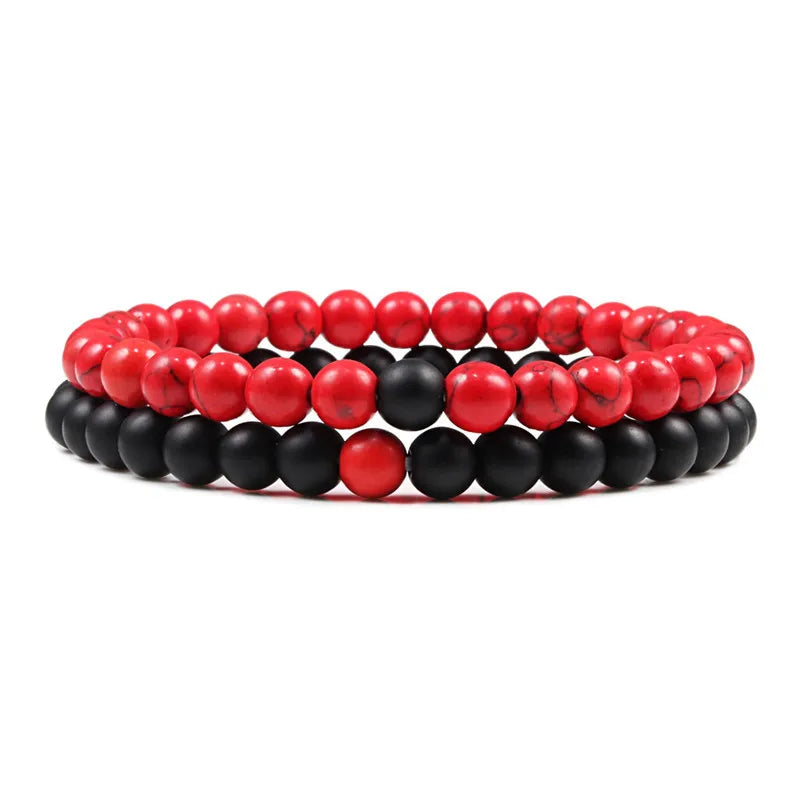 Couples Distance Lava Stone Yoga Bracelets Set - Smarsty