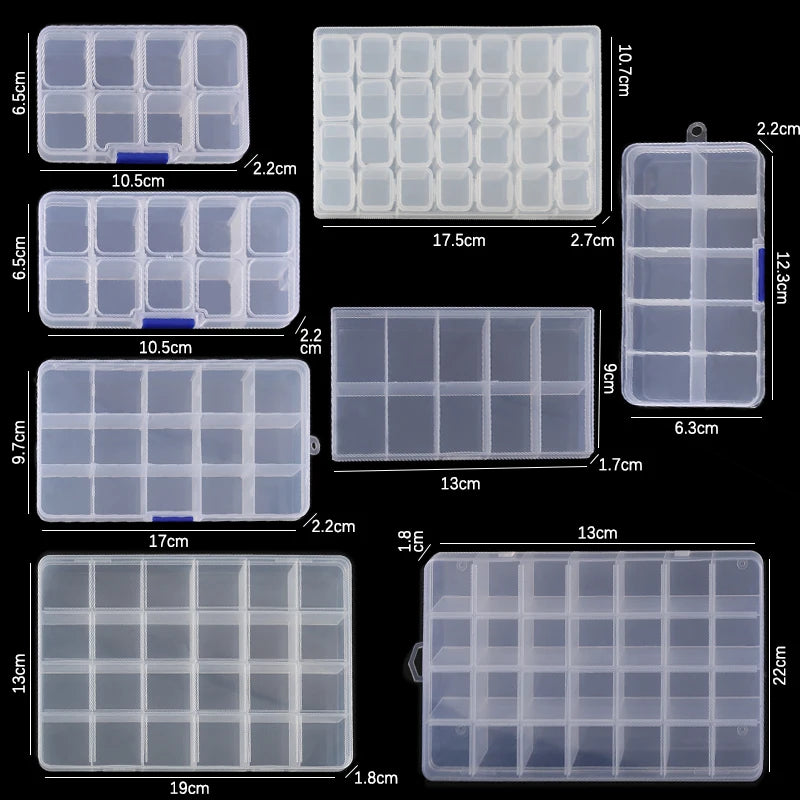 Adjustable Plastic Jewelry Storage Box with 10 Compartment Slots - Smarsty