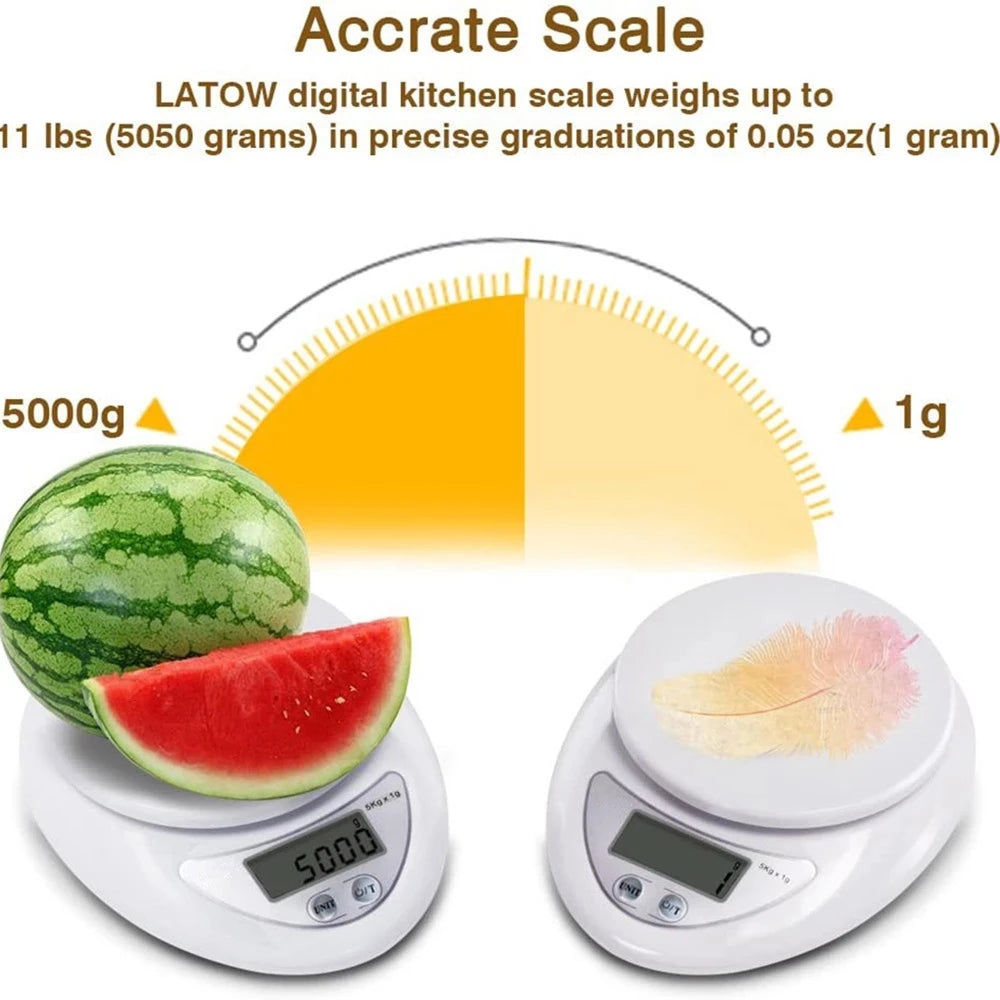 5kg/1g 1kg/0.1g Portable Digital Scale LED Electronic Scales Postal Food Measuring Weight Kitchen LED Electronic Scales by Smarsty