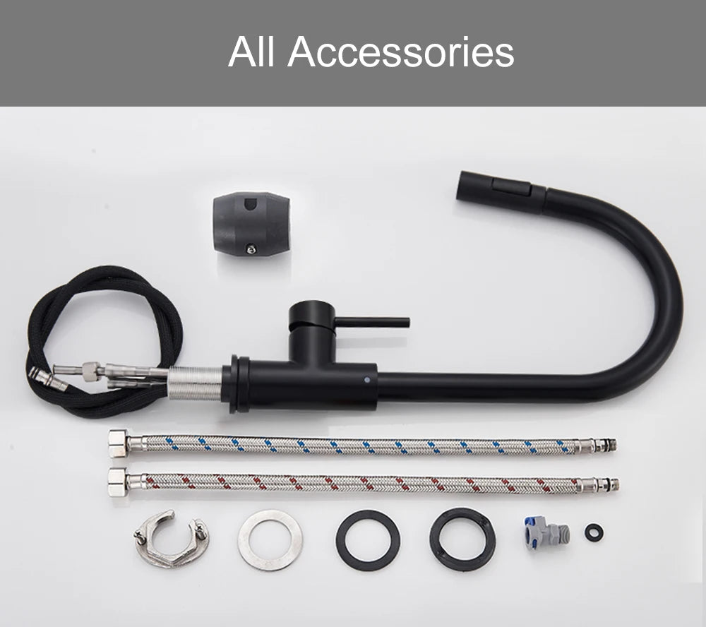 Black Kitchen Faucet with Pull Out Spray Versatile Hot and Cold Water - Smarsty