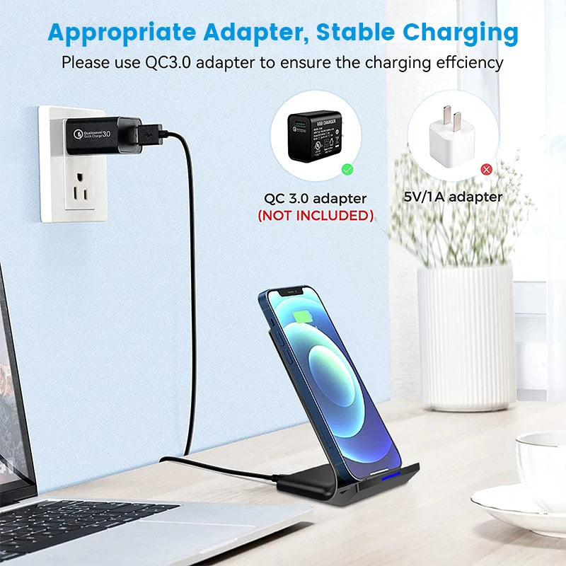 30W Qi Wireless Charger Stand Fast Charging Dock For Phones - Smarsty