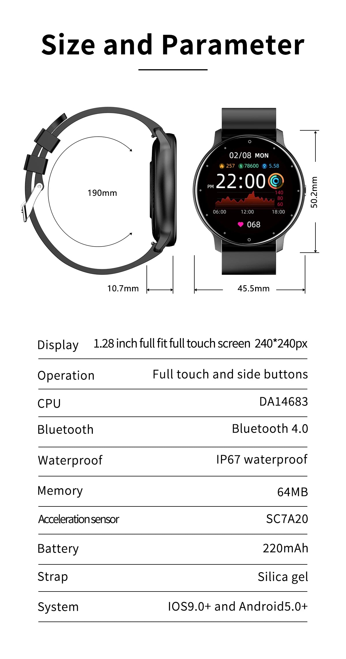 Smart Fitness Watch with Heart Rate Monitor and Waterproof Design - Smarsty