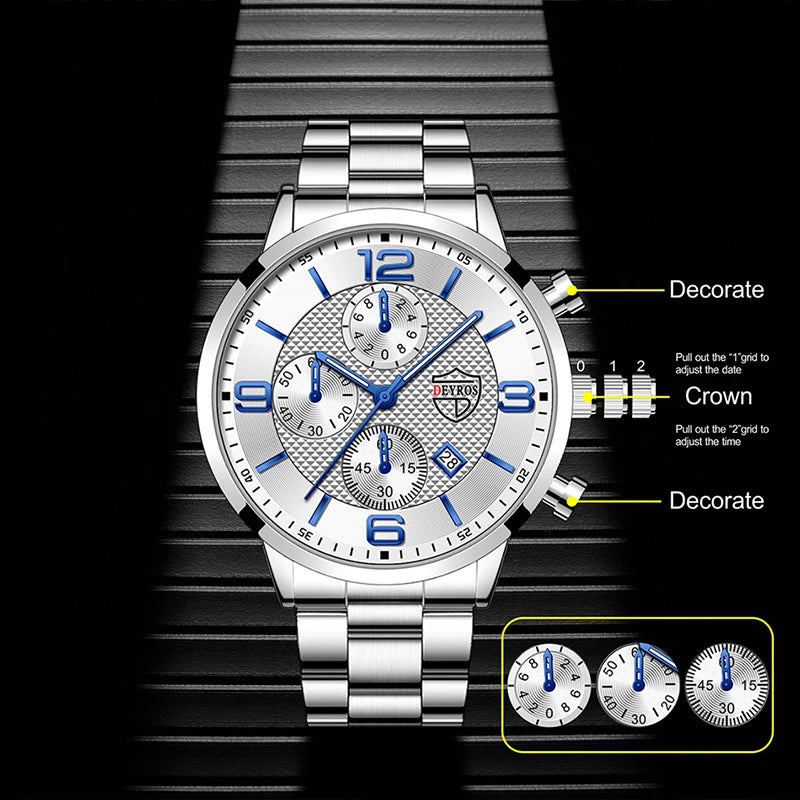 Luxury Stainless Steel Quartz Watch for Men - Smarsty