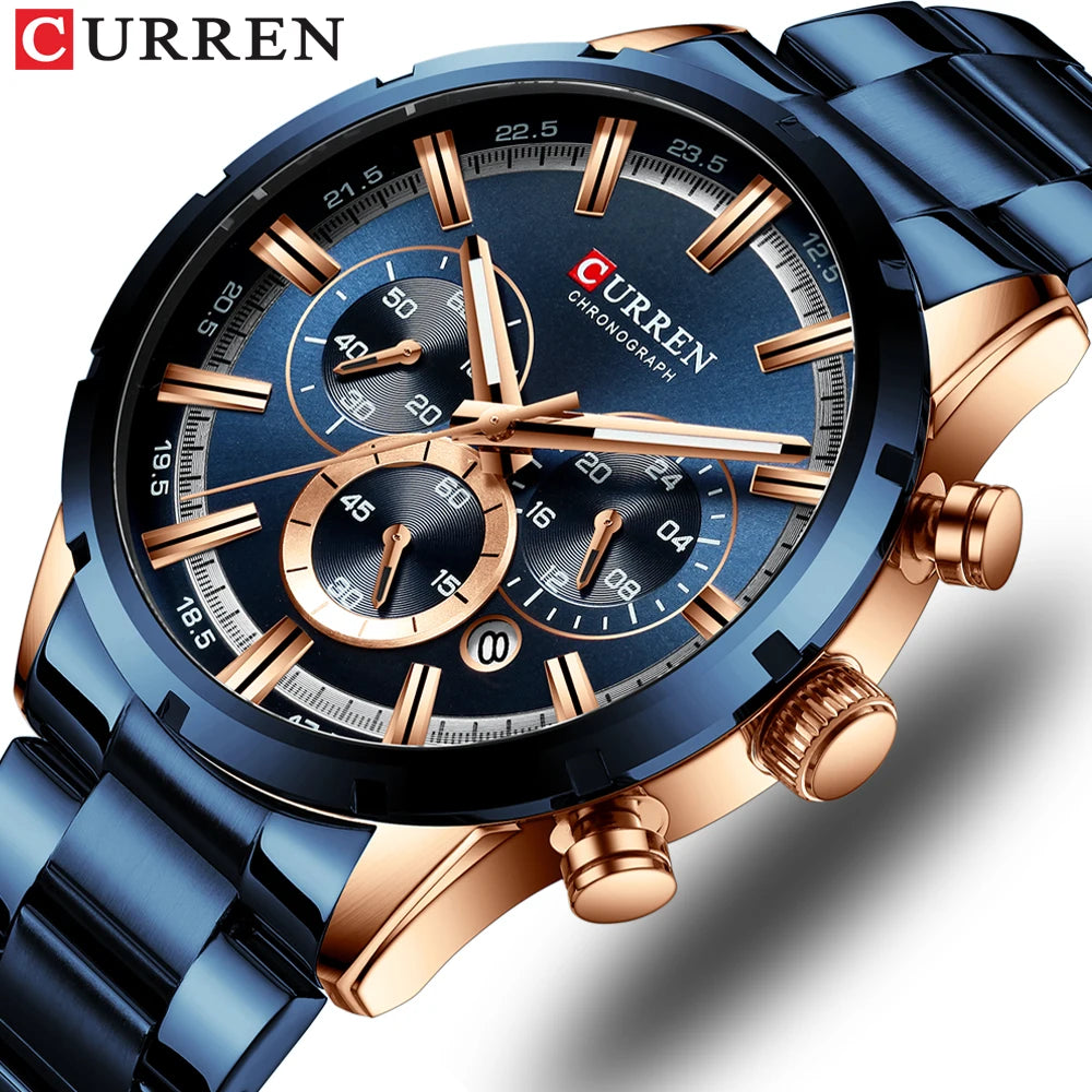 Curren Men's Waterproof Business Watch with Blue Dial - Smarsty