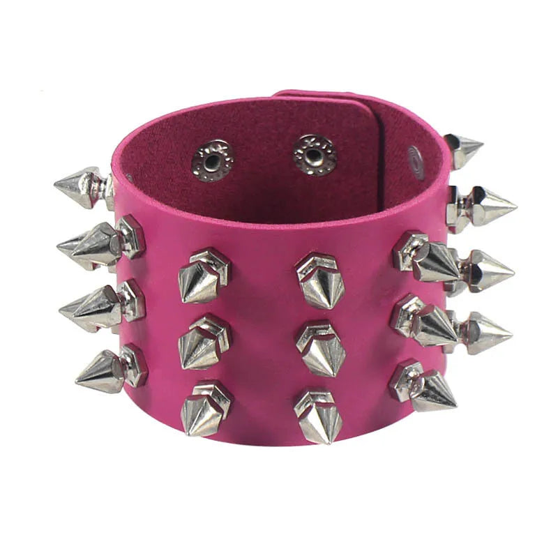 90s Punk Style PU Leather Spike Bracelet for Women - Smarsty