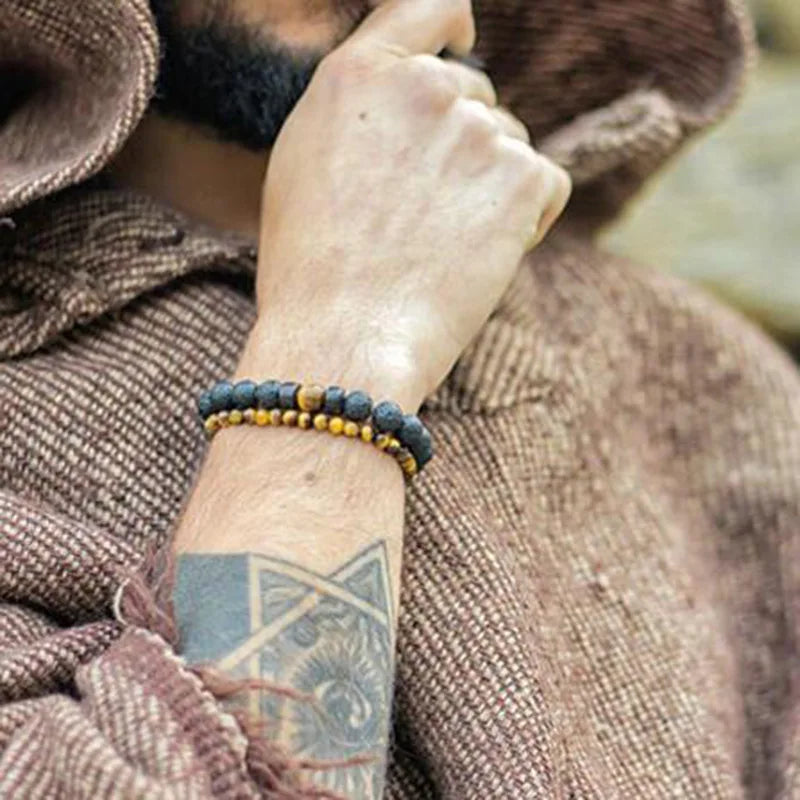 Volcanic Stone Bracelet for Men with Mood Tracking Feature - Smarsty