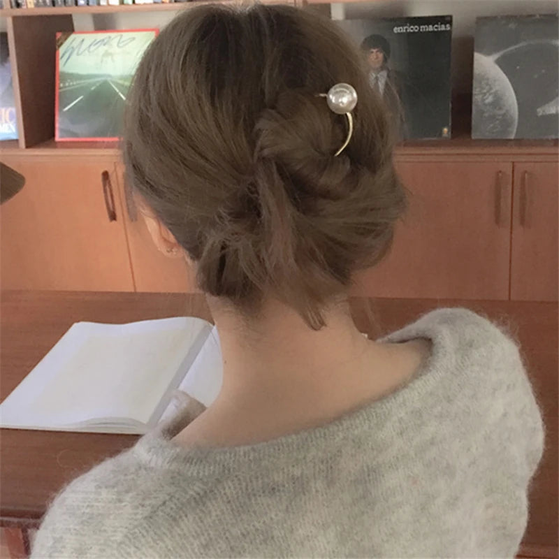 Korean Pearl Hairpins for Elegant Bun Styling - Smarsty