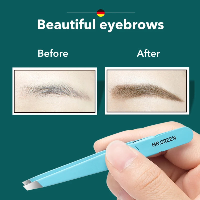 MR Green Stainless Steel Eyebrow Tweezers for Precision Hair Removal - Smarsty