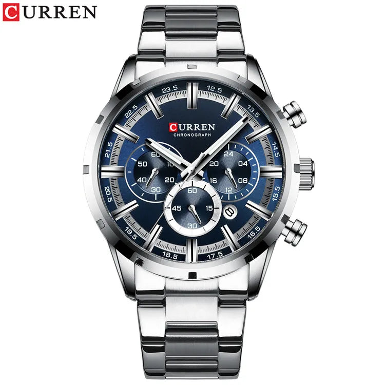 Curren Men's Waterproof Business Watch with Blue Dial - Smarsty