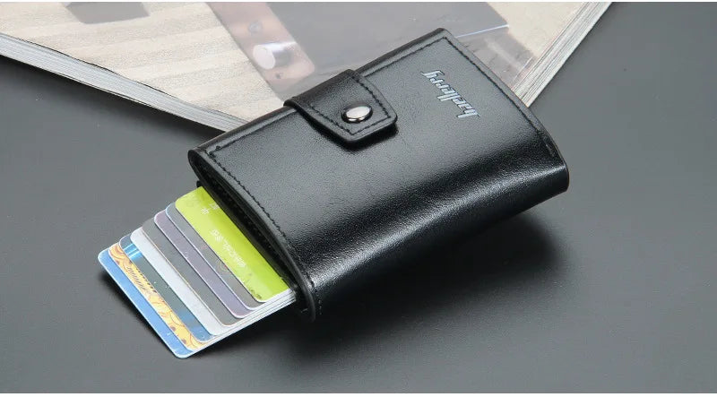 New RFID Men Card Wallets Hasp Small Card Wallets Slim Mini Men's Wallet High Qaulity Card Clip Photo Holder Short Male Purses