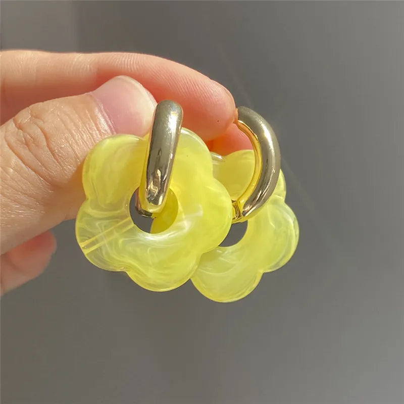 Multicolor Transparent Flower Drop Earrings for Women Fashion - Smarsty