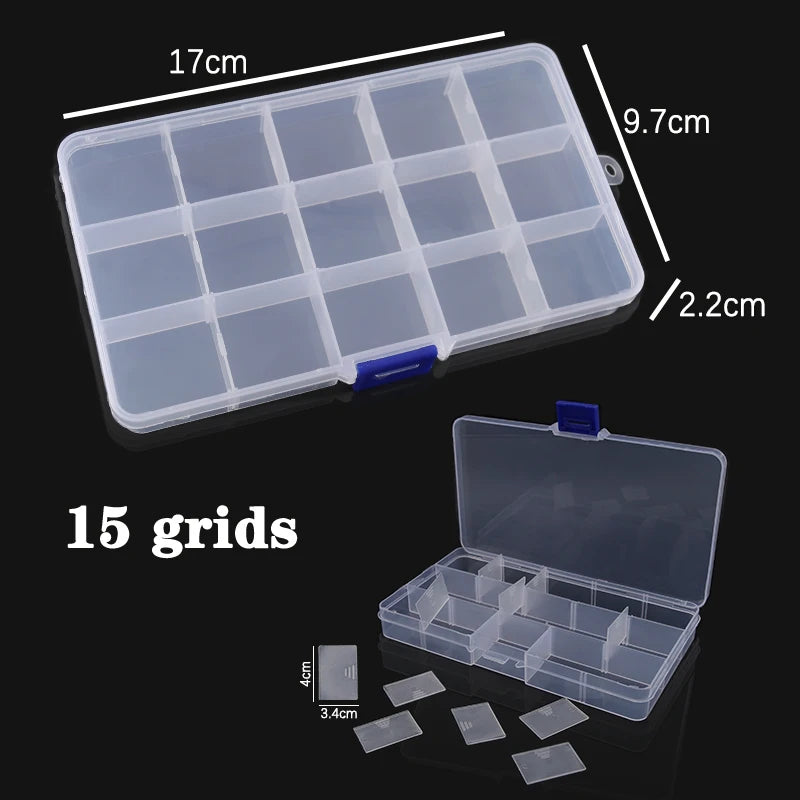 Adjustable Plastic Jewelry Storage Box with 10 Compartment Slots - Smarsty