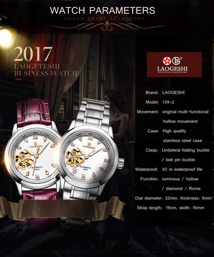 Women’s Waterproof Automatic Mechanical Watch with Diamond Design - Smarsty