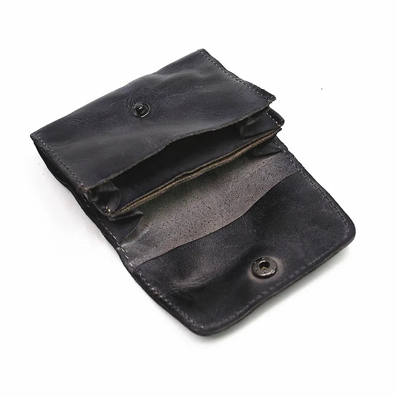 Genuine Leather Wallet for Men Women Brand Vintage Handmade Short Small Men's Wallets Card Holder Original Leather Coin Purse - Smarsty