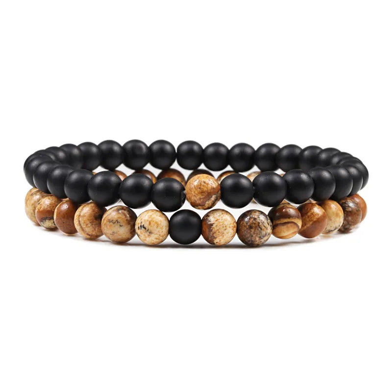 Couples Distance Lava Stone Yoga Bracelets Set - Smarsty