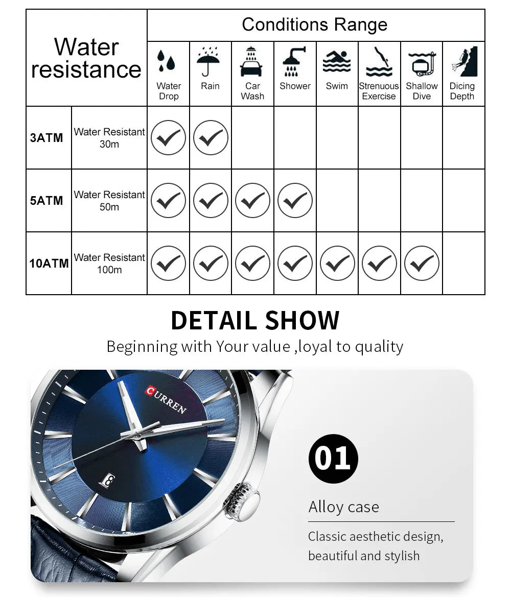 CURREN Luxury Quartz Watch for Men with Leather Strap - Smarsty