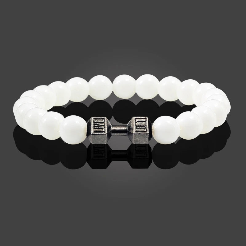 Natural Stone Dumbbell Bead Bracelet for Energy and Style - Smarsty