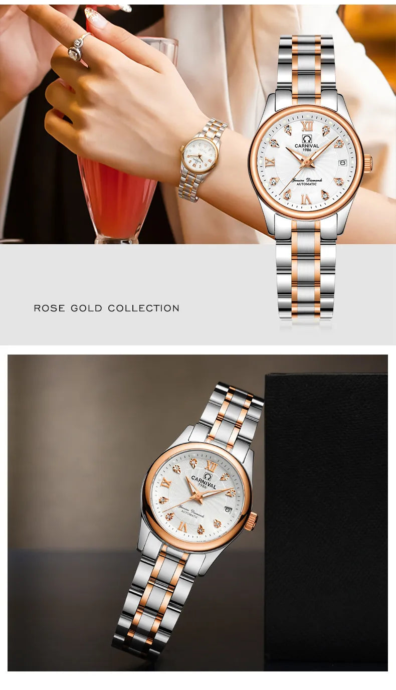 Carnival Luxury Women's Mechanical Watch with Sapphire Crystal - Smarsty