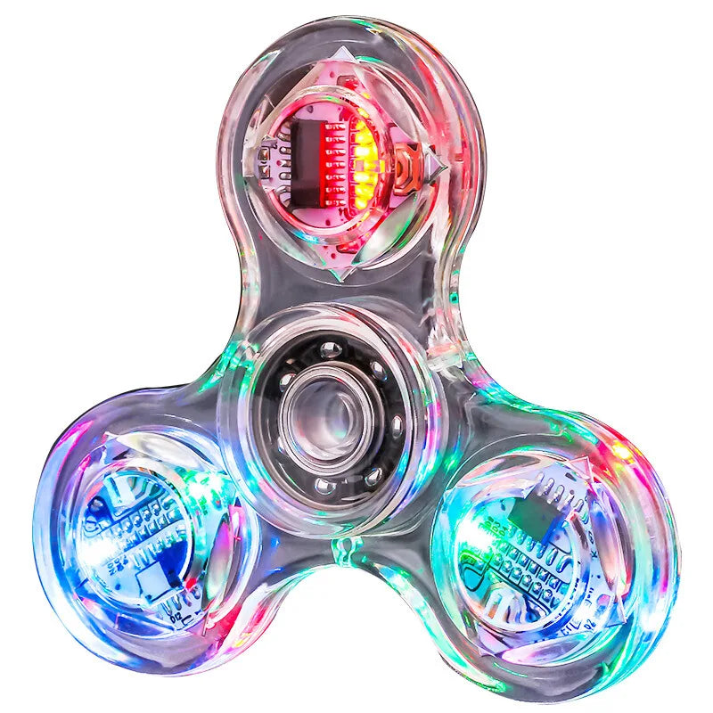 Crystal Luminous LED light Fidget Spinner Hand Top Spinners Glow in Dark EDC Stress Relief Toys Kinetic Gyroscope for Children by Smarsty