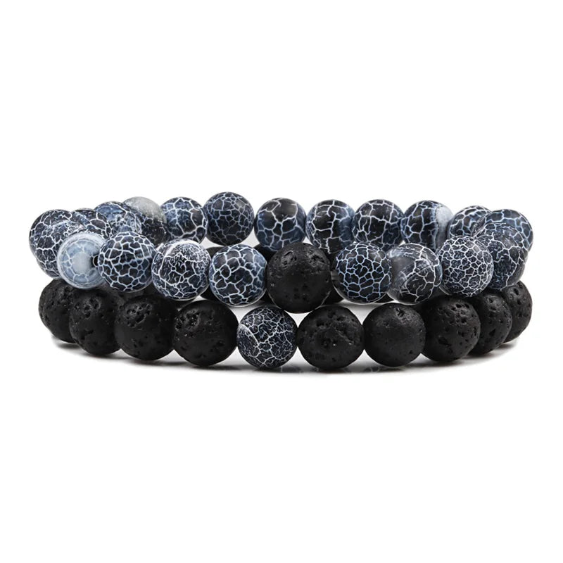 Couples Distance Lava Stone Yoga Bracelets Set - Smarsty