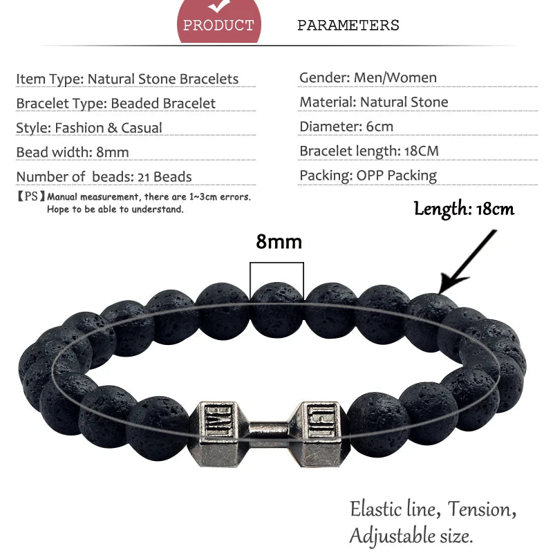Natural Stone Dumbbell Bead Bracelet for Energy and Style - Smarsty