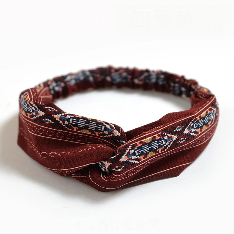 Bohemian Print Cashmere Headbands For Women Vintage Comfort - Smarsty