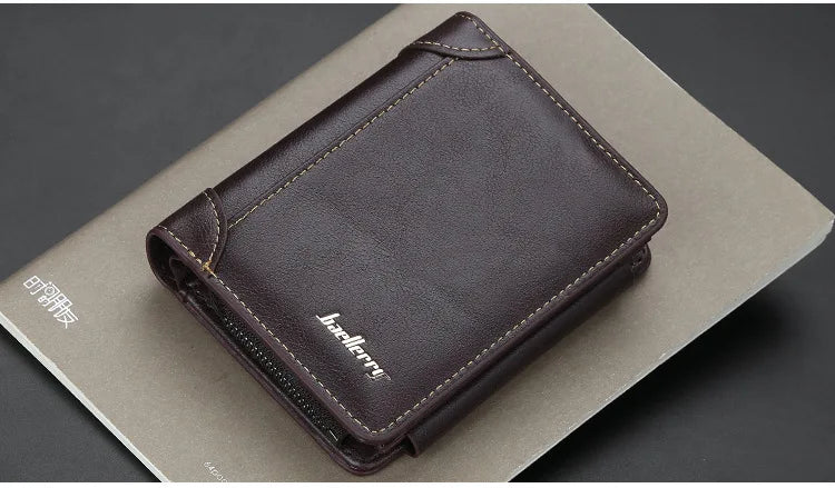 New PU Leather Men Wallets High Quality Zipper Short Desigh Card Holder Male Purse Vintage Coin Holder Men Wallets - Smarsty