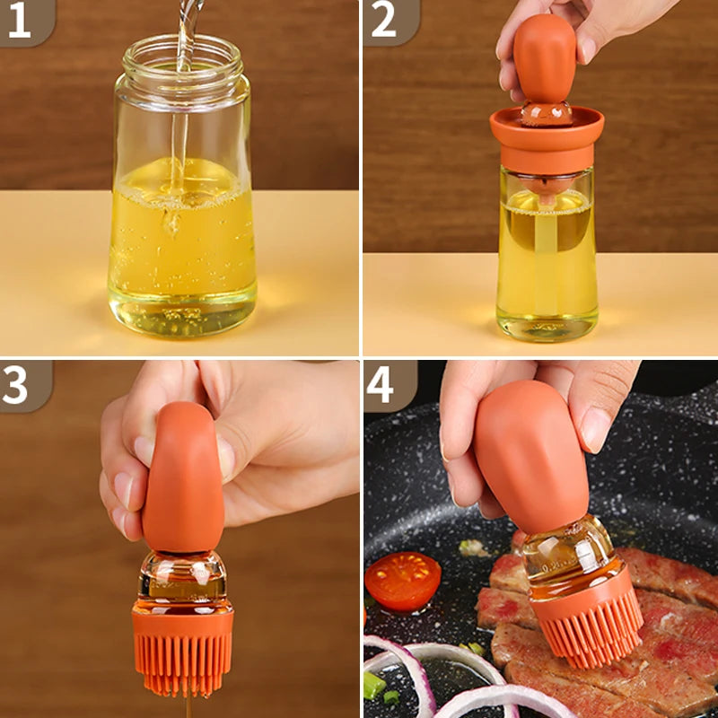 Portable Silicone Oil Bottle With Brush For Easy Cooking - Smarsty