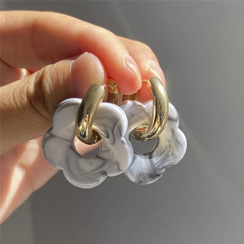 Multicolor Transparent Flower Drop Earrings for Women Fashion - Smarsty