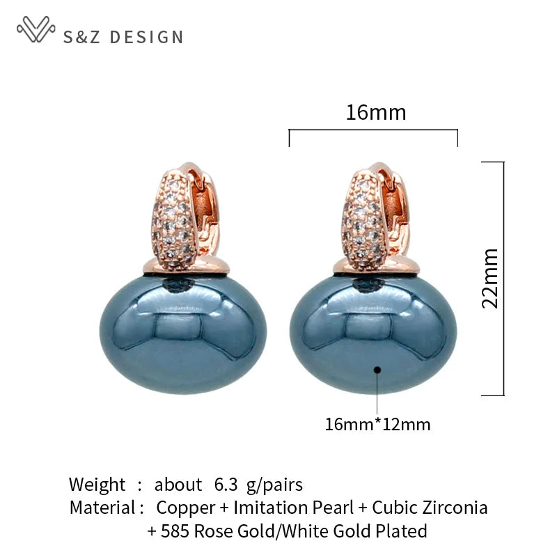 Fashion Pearl Dangle Earrings for Women with Cubic Zirconia - Smarsty