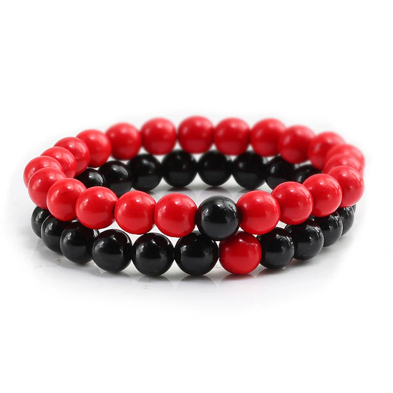 Couples Distance Lava Stone Yoga Bracelets Set - Smarsty