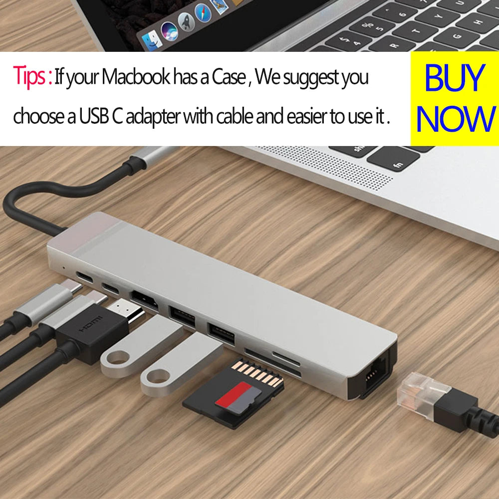 Usb C Hub Hdmi 4K Multiport Adapter Alongside Sd Reader