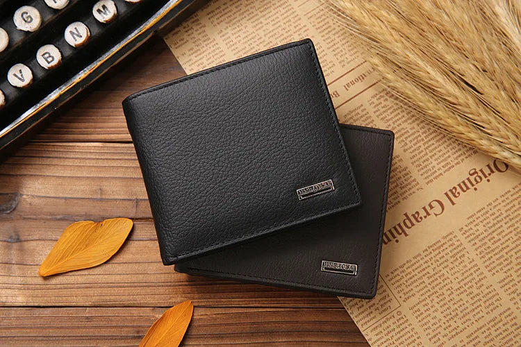Classic Short Genuine Leather Men Wallets Fashion Coin Pocket Card Holder Men Purse Simple Quality Male Wallets - Smarsty
