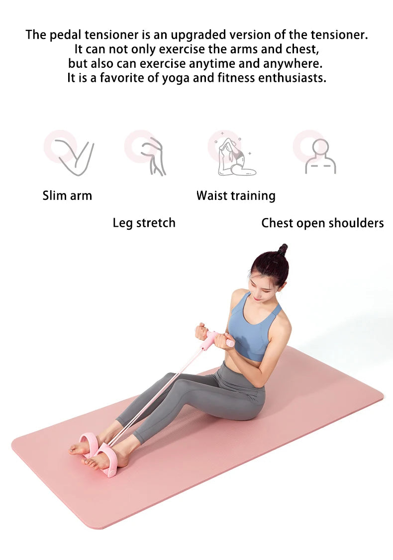 Multifunction Tension Rope 6-Tube Elastic Yoga Pedal Puller Resistance Band Tension Rope for Leg Stretching Slimming Training