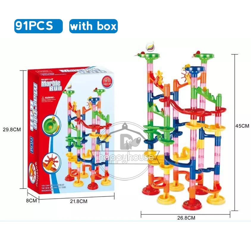 Marble Run Race Track Building Blocks Kids 3D Maze Ball Roll Toy DIY Marble Run Race Coaster Set 80/105/109/133pc Christmas Gift - Smarsty