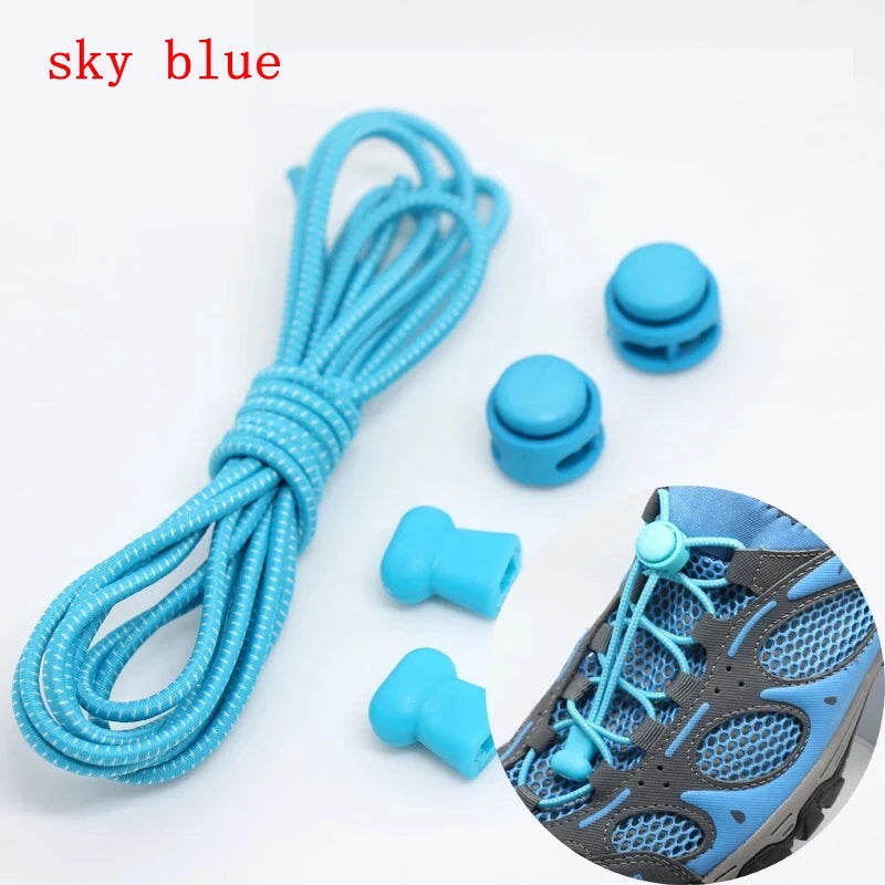 1 Pair 22 Colors Elastic Shoelaces Round Locking No Tie Shoe Laces Kids Adult Quick Lazy Laces Rubber Sneakers Shoelace T1 - Smarsty